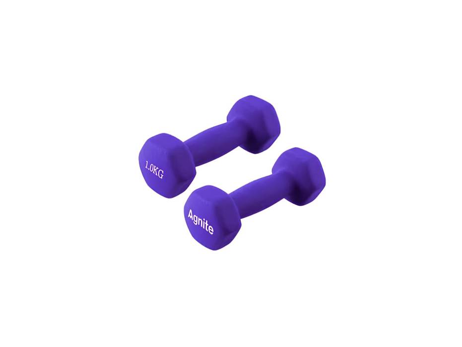 Agnite ER081-PR 1kg Purple Dipped Dumbbell – Perfect for Home Workouts & Strength Training