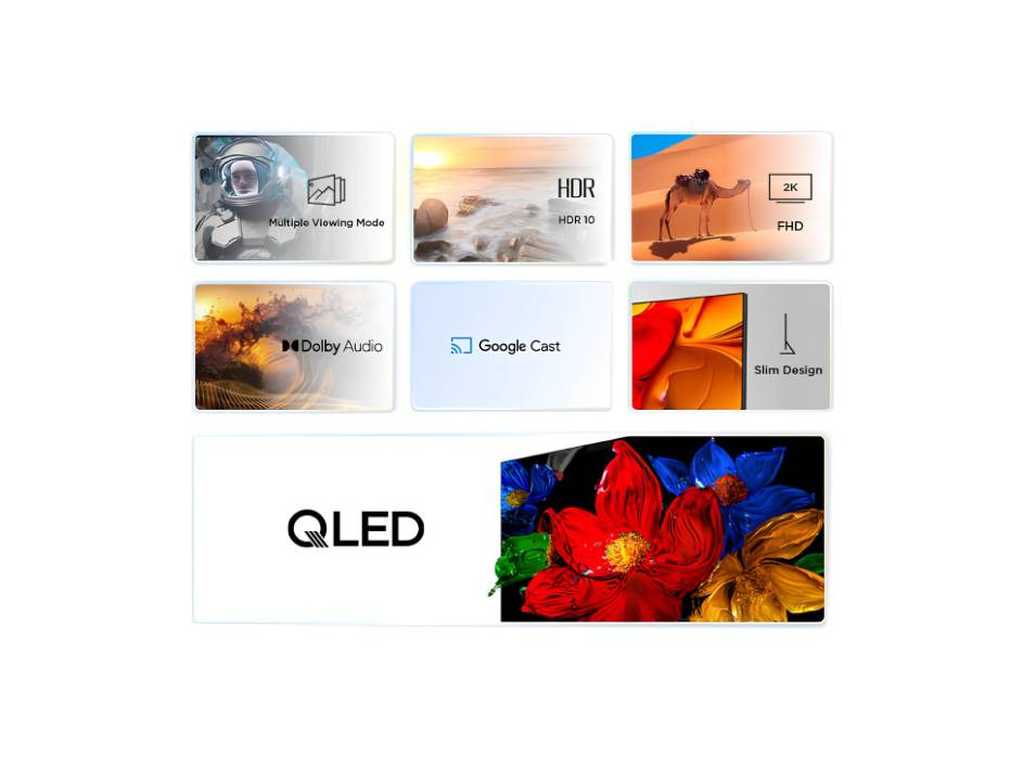 TCL 32S5K 32 Inch Smart TV QLED HDR 10 Google TV, Dolby Audio, Game Mode, Multiple Eye Care with Slim Design