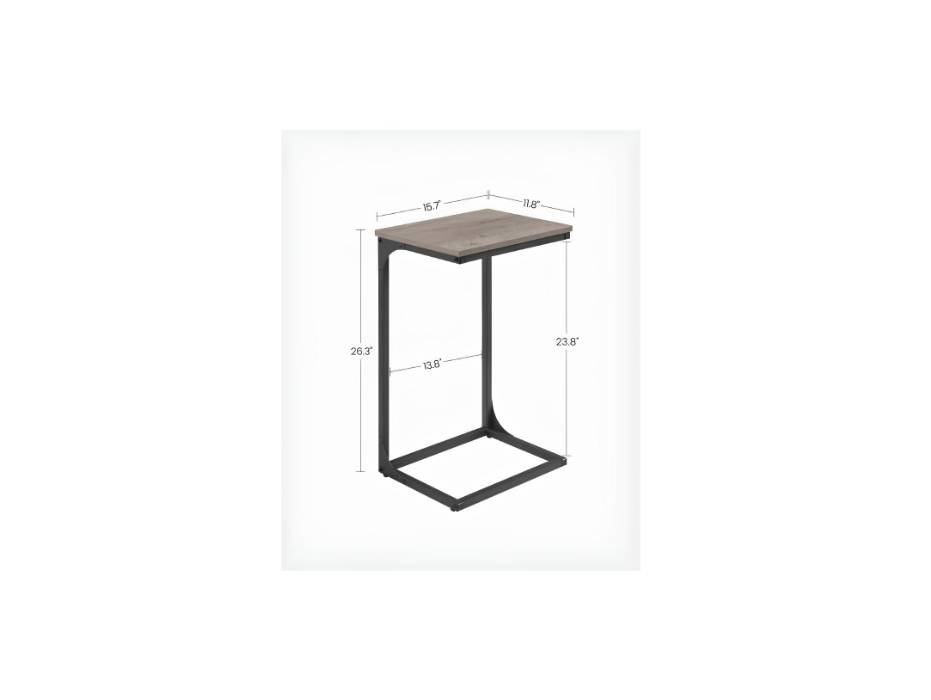 VASAGLE C-Shaped End Table, Greige and Black -ULET353B02
