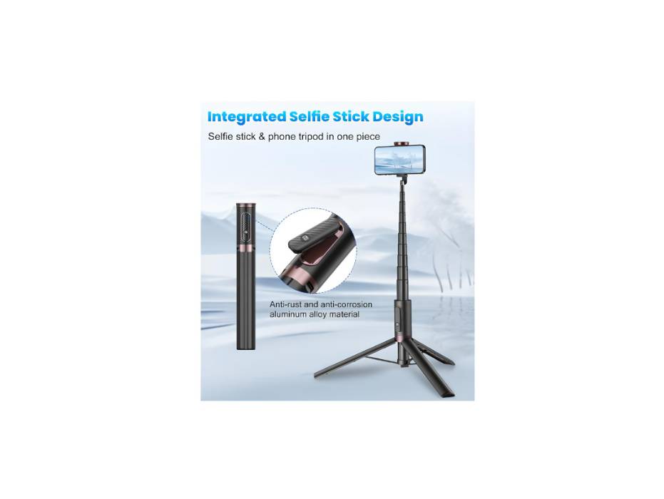 Toneof All in One Phone Tripod Selfie Stick/Stand, 170cm with Remote - Black
