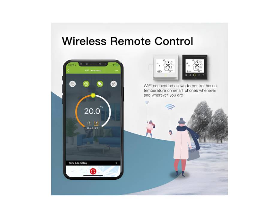 MOES WiFi AC Smart Thermostat, WiFi Central Air Conditioner Temperature Controller, 3 Speed 95-240V/AC, Tuya Smart Life App Control, Amazon Alexa Echo Google Home, 4 Pipe