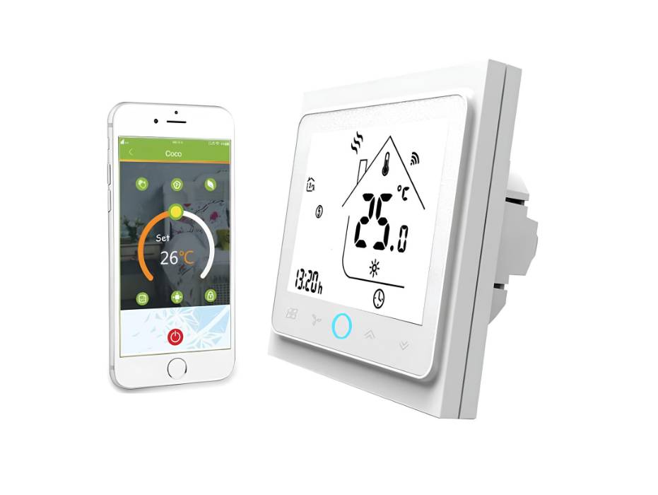 MOES WiFi AC Smart Thermostat, WiFi Central Air Conditioner Temperature Controller, 3 Speed 95-240V/AC, Tuya Smart Life App Control, Amazon Alexa Echo Google Home, 4 Pipe