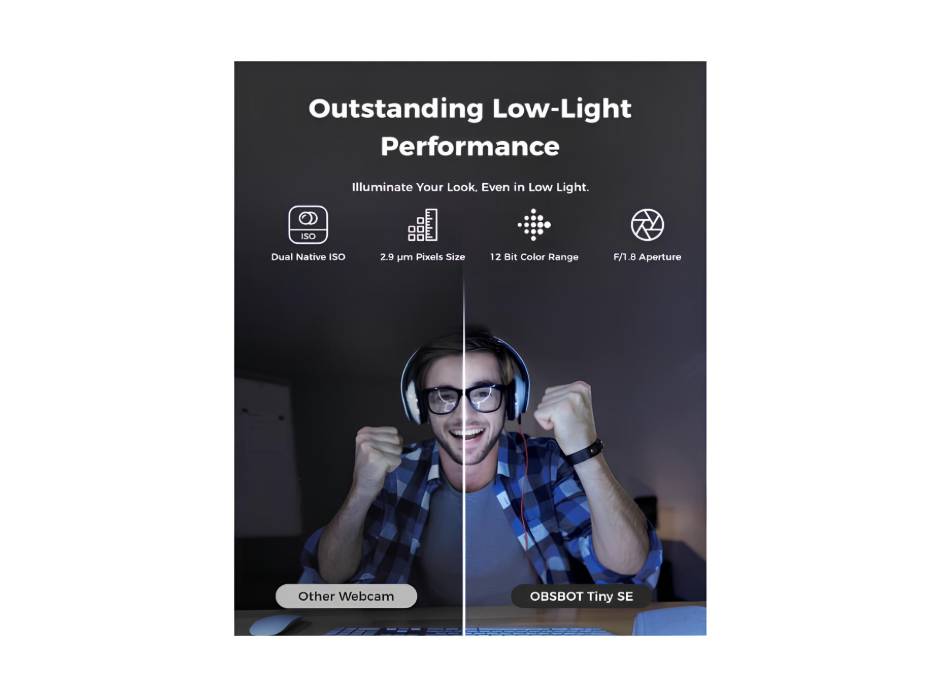 OBSBOT Tiny SE, 1080p PZT Webcam