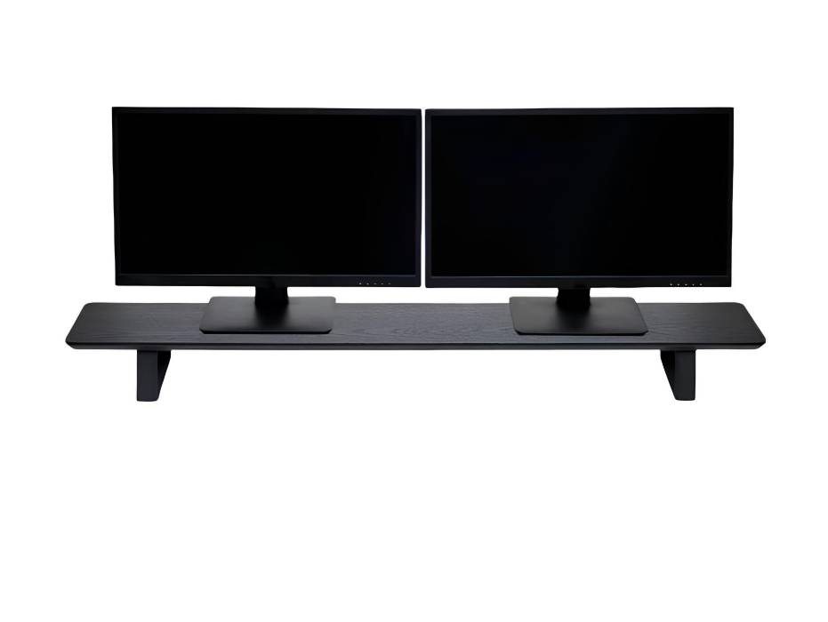 Moodular Wooden Monitor Stand 45.6” (116cm) Large Desk Organizer with Metal Slide Rails, Black