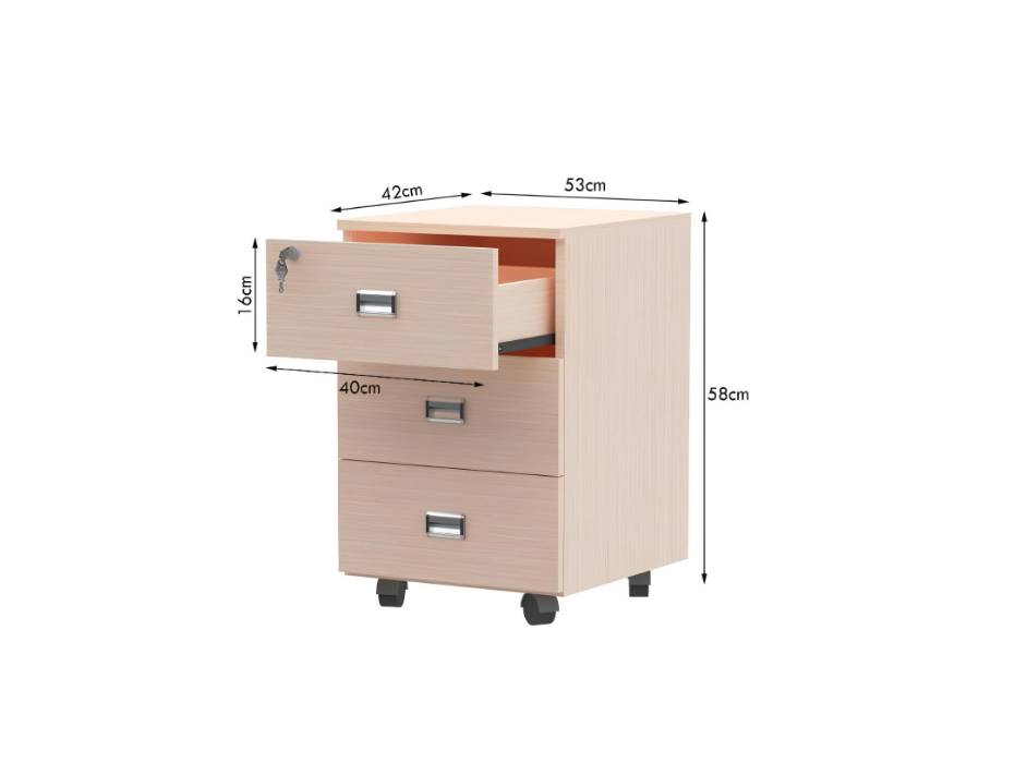 Stazion 3 Drawer Mobile Storage Unit Modern Office Furniture with Cabinets