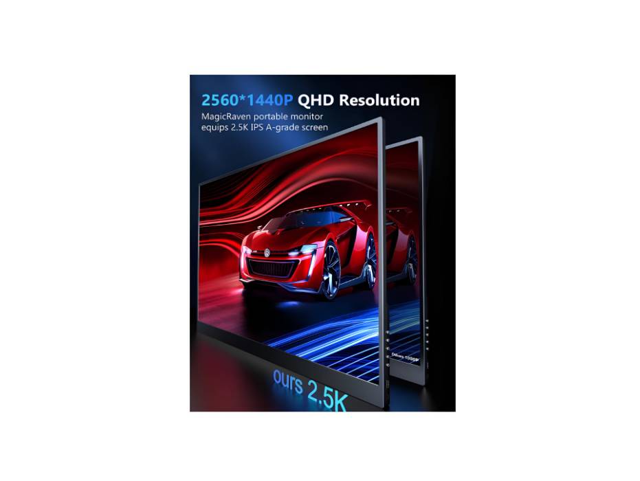 MagicRaven Portable Gaming Monitor, 16.1" 2.5K 144Hz Laptop Monitor, Slim Lightweight Dual USB C HDMI