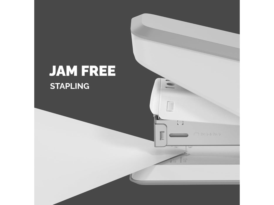 Fellowes LX840 Easy-Press Half Strip Stapler with Antibacterial Microban Technology, 25 Sheet Capacity, White