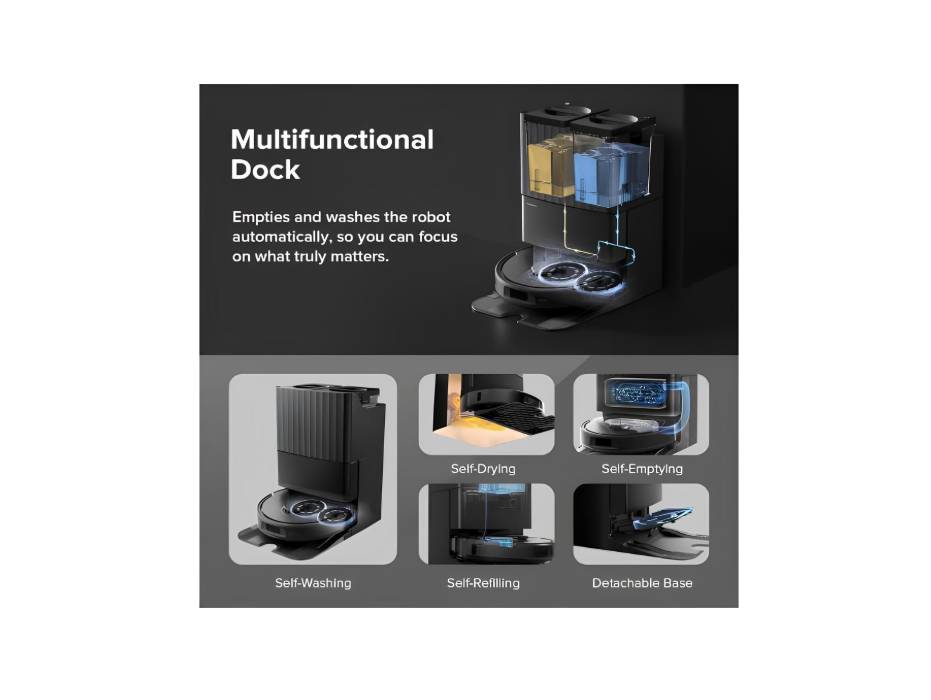 Roborock Qrevo S Robot Vacuum and Mop, Self-Drying, Auto Mop Washing, 7000Pa Suction, Self-Emptying & Refilling intelligent robot vacuum cleaners