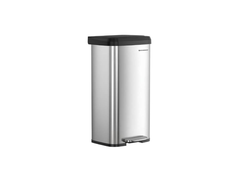 SONGMICS 18-Gallon (68L) Stainless Steel Garbage Can, with Stay-Open Lid and Step-on Pedal, Soft Closure, Silver and Black ULTB520E68