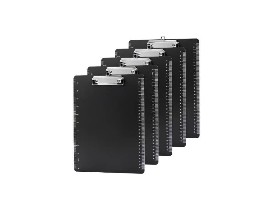 Srvnpioy A4 Plastic Clipboard, Black - Pack of 5