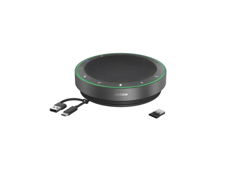 Jabra Speak2 75 Wireless Bluetooth Speakerphone for Work and Music - 4 Noise-Cancelling Mics, 65mm Speakers - USB-A Adapter - Certified for Microsoft Teams - Dark Grey