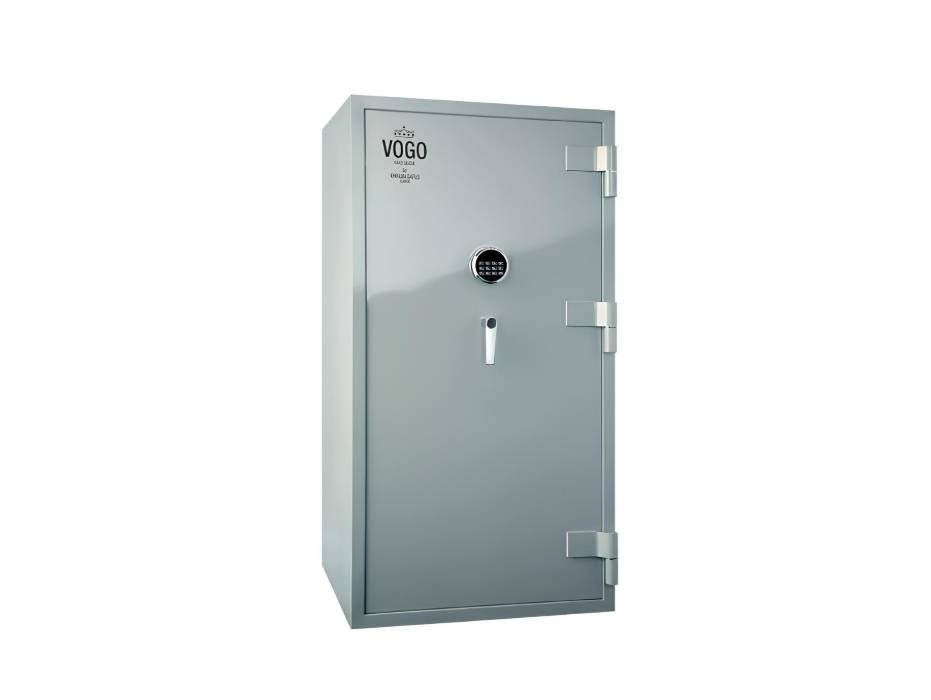 Shinjin Safe Tech Vogo Safes, VGF-1345, 267 Liters and 354 Kg, 3 Shelves + 1 Drawer with Key and Electronic Lock, White Crystal