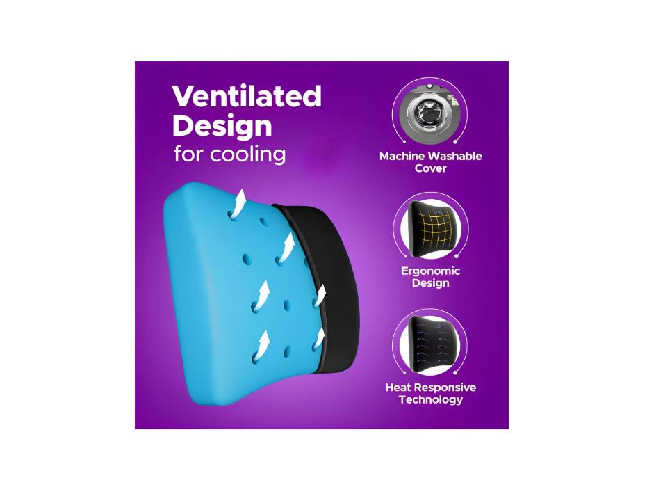 Frido Lumbar Back Support Pillow, Gel Infused Memory Foam