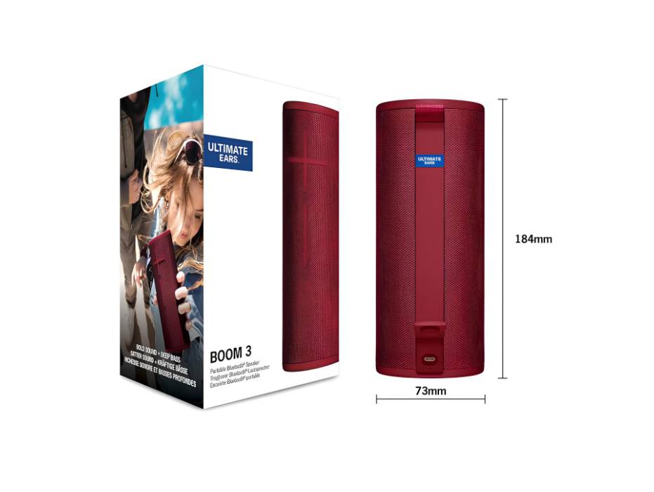 Ultimate Ears Boom 3 Portable Wireless Speaker, Sunset Red