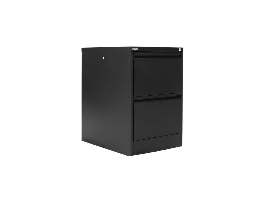 RIGID Steel Vertical Filing Cabinet Large Storage steel Cabinet, Metal Portable Cabinet with 2 Drawers for A4/Letter, Black