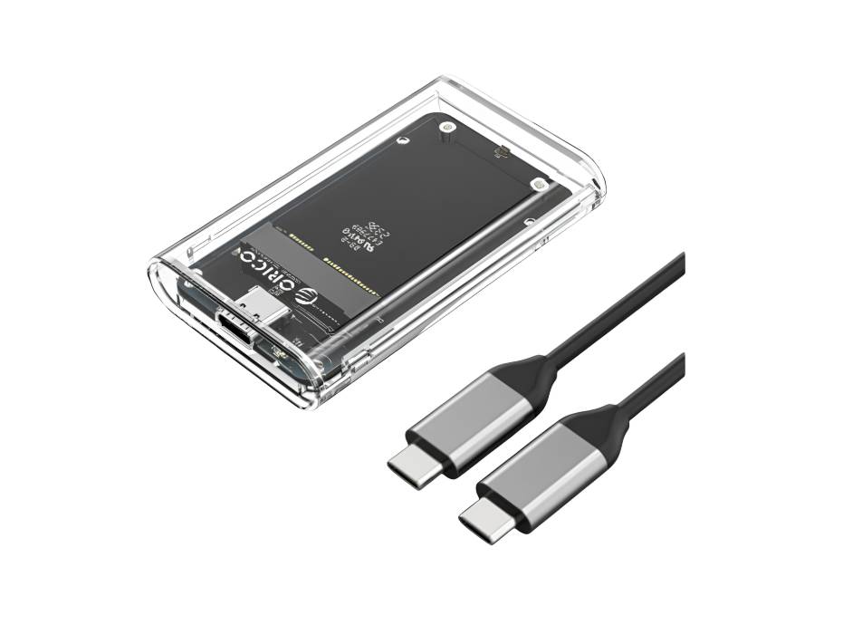 ORICO 5 Gb/s USB 3.0 mSATA SSD Enclosure, Tool Free Transparent External mSATA 3050 SSD Adapter with USB C to C Cable
