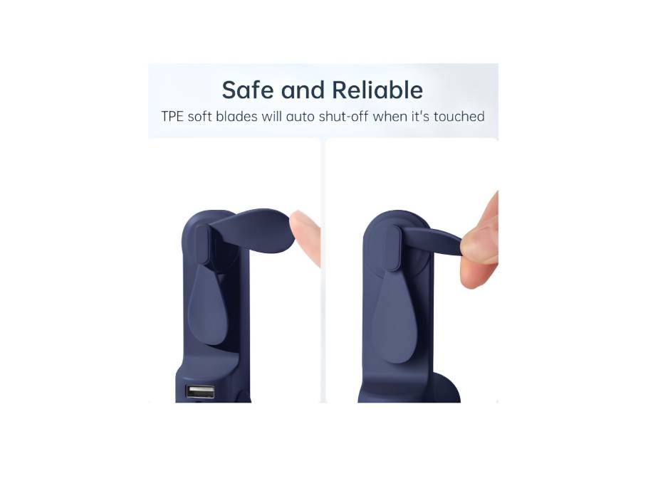 JISULIFE Portable Handheld Fan, USB Rechargeable Foldable Fan, Quiet with Power Bank 2000mAh, Blue