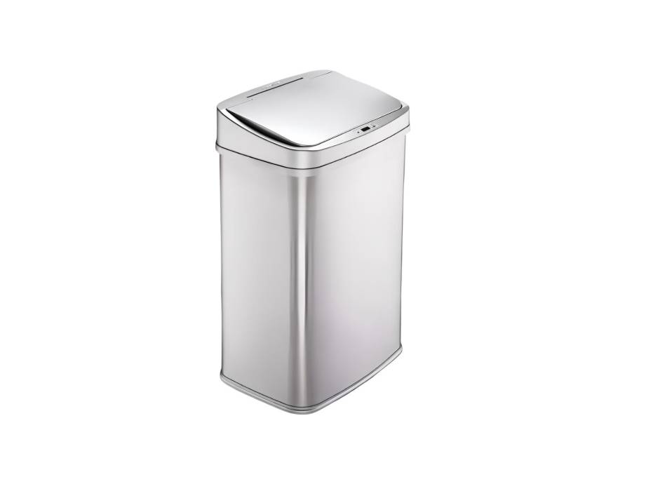 NINESTARS, DZT-50-28, 50 L Silver Lid Automatic Touchless Motion Sensor Stainless Steel Trash and Garbage Bin with Highly Durable Silver Lid Mechanism for Home, Kitchen and Office