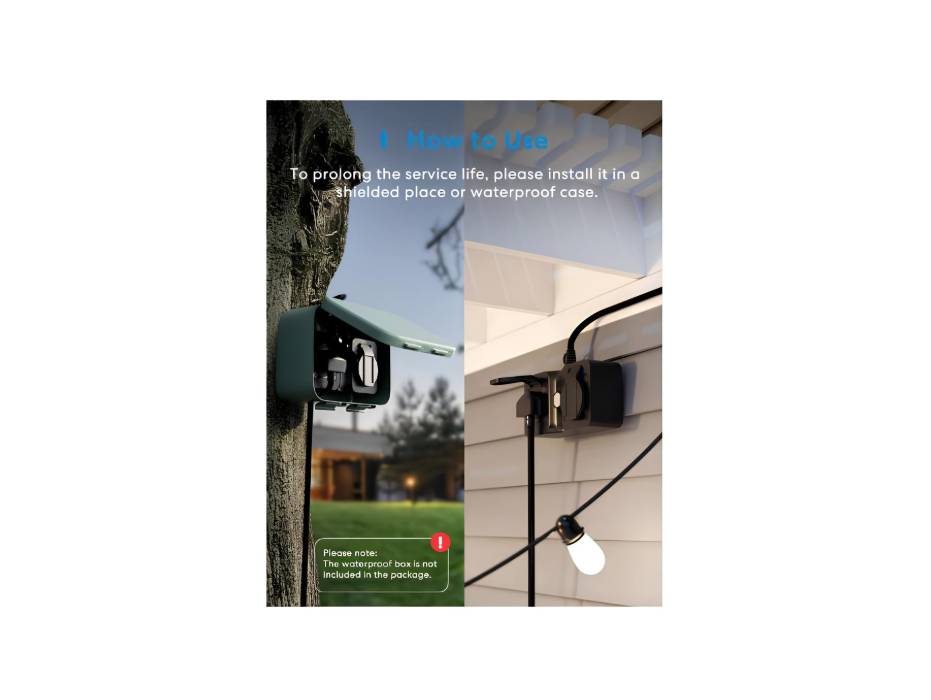 Meross Outdoor Smart Plug 13A IP44 WiFi Plug, Compatible with Apple HomeKit Alexa Google Assistant SmartThings, Voice Control 2 Grounded Heavy Duty Outlets