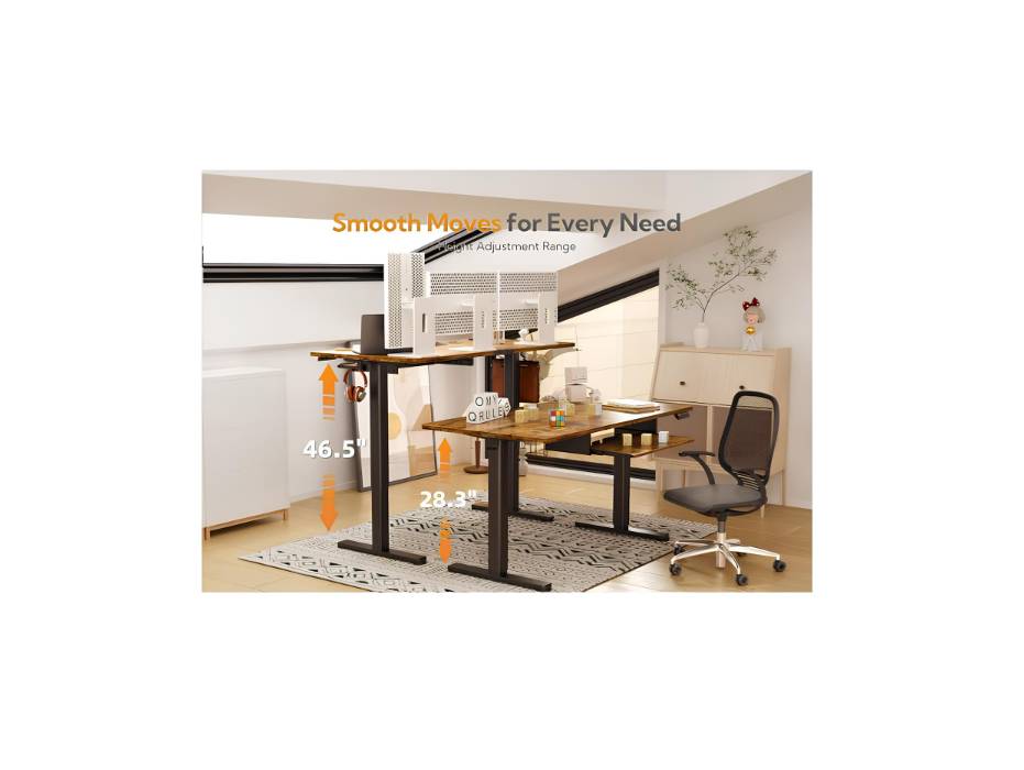 Claiks Standing Desk with Keyboard Tray, Raising Desks for Home Office and Computer Workstation, 48 Inches, Rustic Brown