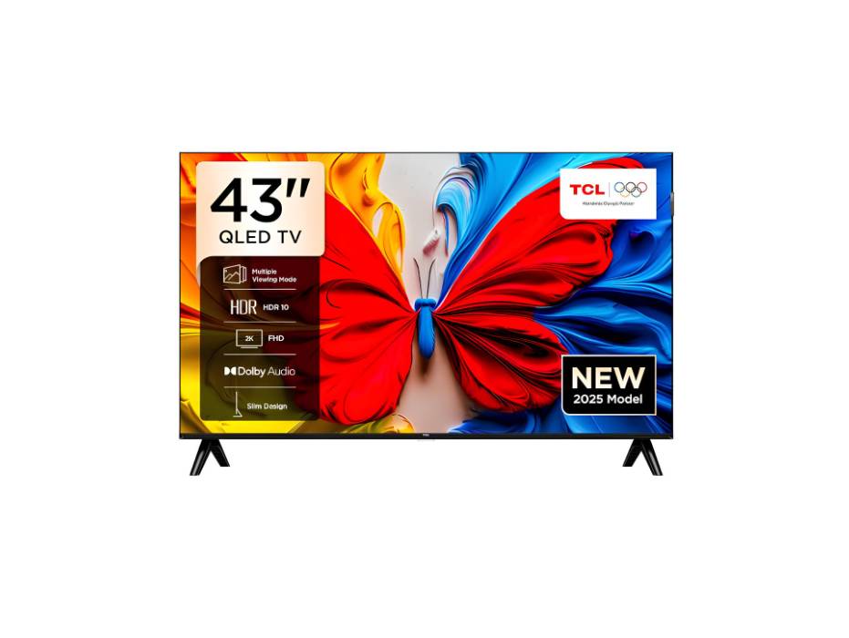 TCL 43S5K 43 Inch Smart TV QLED HDR 10 Google TV, Dolby Audio, Game Mode, Multiple Eye Care with Slim Design