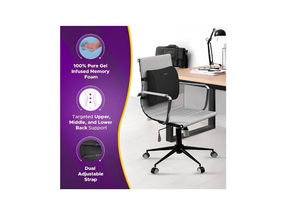 Frido Lumbar Back Support Pillow, Gel Infused Memory Foam