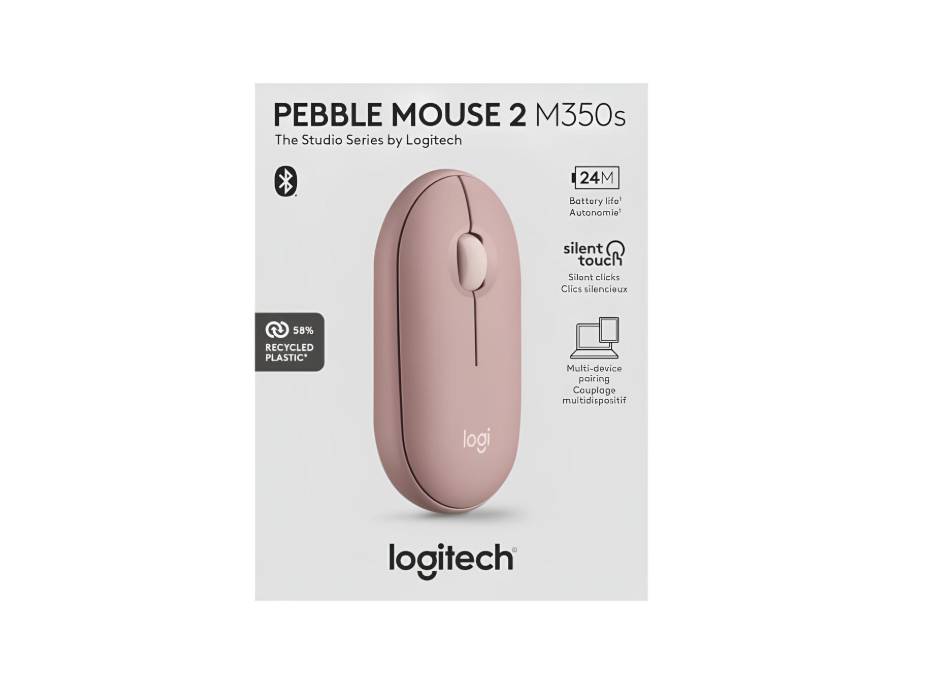 Logitech Pebble Mouse 2 M350s Slim Bluetooth Wireless Mouse, Rose