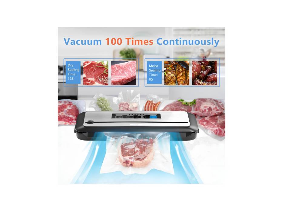 INKBIRD Vacuum Sealer Machine INK-VS01, Automatic Sealing Machine for Food Preservation Storage, with Built-in Cutter & BPA-Free Bags