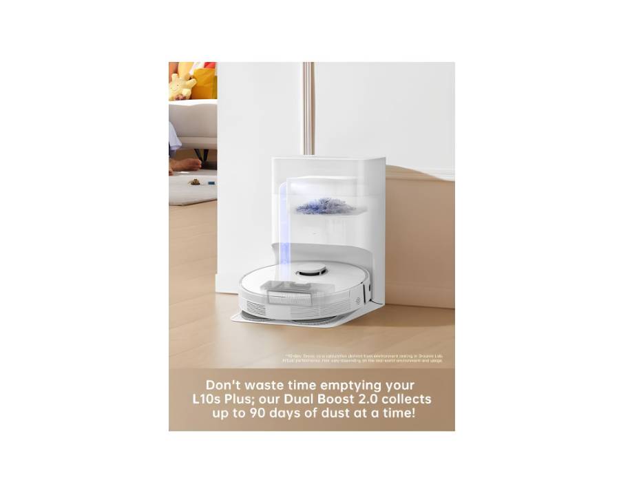 Dreame L10s Plus Robot Vacuum Cleaner, 7000Pa, Vacuum Robot with Dust Collection, Automatic Mop Lifting, Ultrasonic Carpet Detection