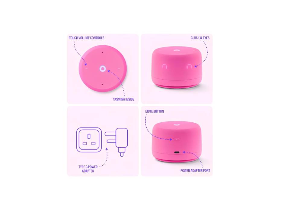Yango Yasmina Lite | Smart AI Speaker | Full Sound, Bold performance, Stereo Pairing | Speaks English & Arabic | YangoPlay unlimited Movies, Series, Music, Quran | Kids Teacher & Translator | Pink