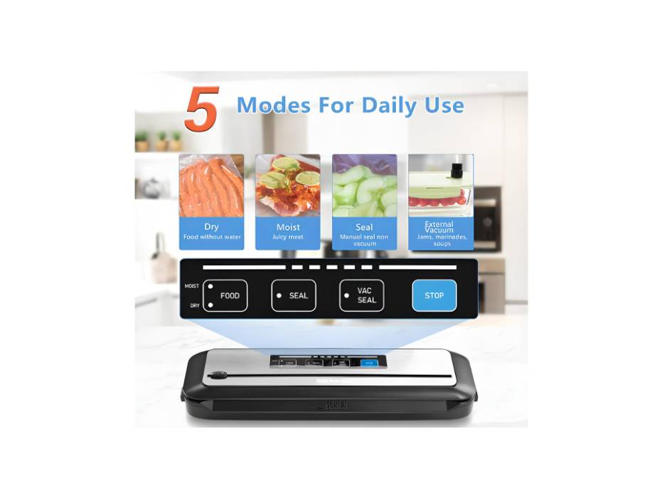 INKBIRD Vacuum Sealer Machine INK-VS01, Automatic Sealing Machine for Food Preservation Storage, with Built-in Cutter & BPA-Free Bags