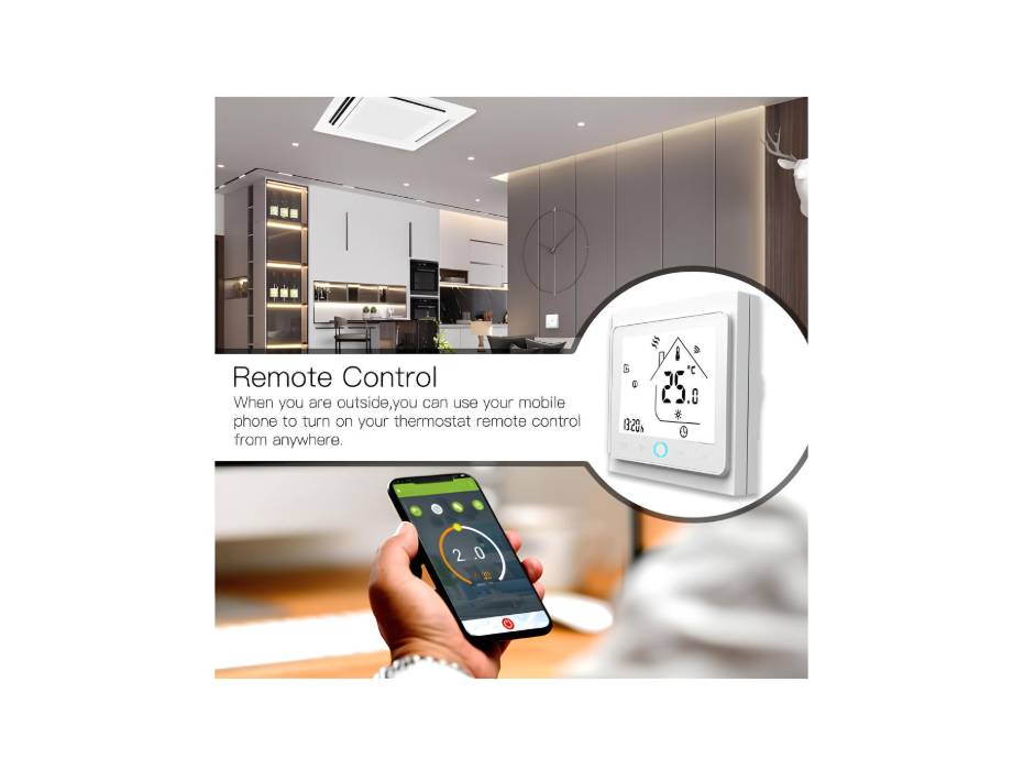 MOES 24V DC WiFi Smart Central Air Conditioner Thermostat, Low Voltage DC Temperature Controller Fan Coil Unit, Tuya/Smart Life Compatible with Amazon Alexa Echo Google Home 2 Pipe System