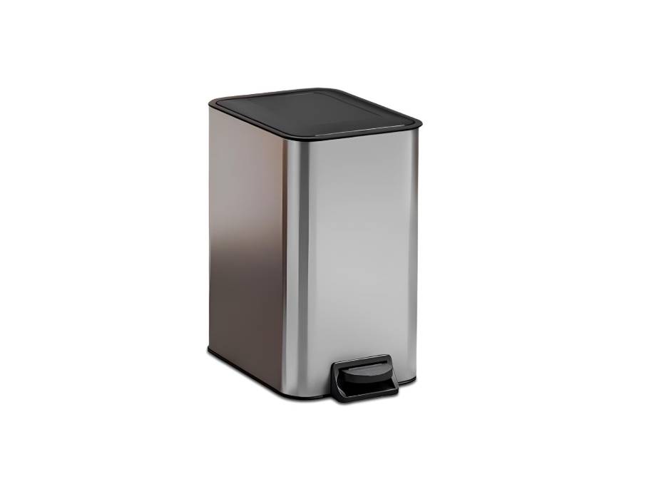 Bathroom Trash Can with Lid, Soft Close Step Pedal Bin Stainless Steel Garbage Can with Removable Inner Bucket & Anti-Fingerprint Finish 10L, Silver
