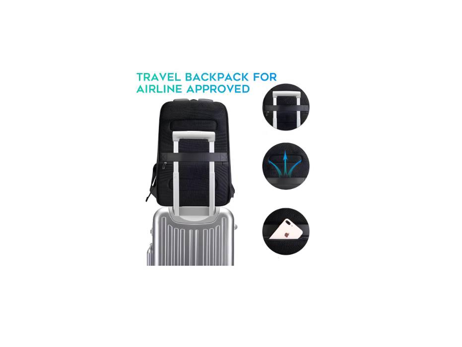 BANGE Business Smart Backpack Waterproof fit 15.7 Inch Laptop with USB Charging Port