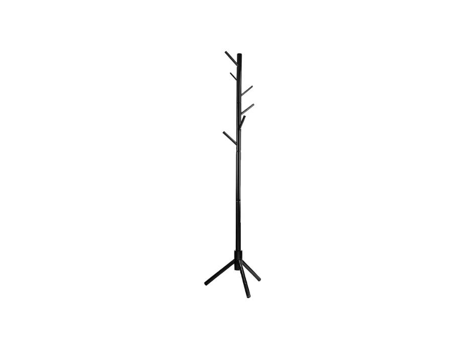 ZOBER High-Grade 3 Adjustable Sizes Free Standing Wooden Tree 6 Hooks Coat Rack Stand - Black