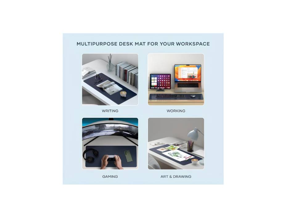 Satechi Vegan Leather Desk Mat, for Office and Home, (68 cm x 31.5 cm) Blue