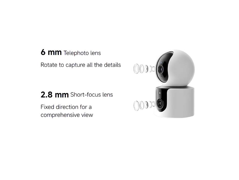 Xiaomi Smart Camera C300 Dual 3MP Security Camera, AI Detection, with 6mm Telephoto & 2.8mm Wide Angle Camera