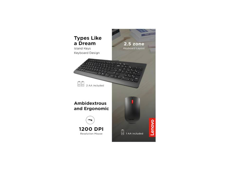 Lenovo 510 Wireless Keyboard & Mouse GX30N81775, Black