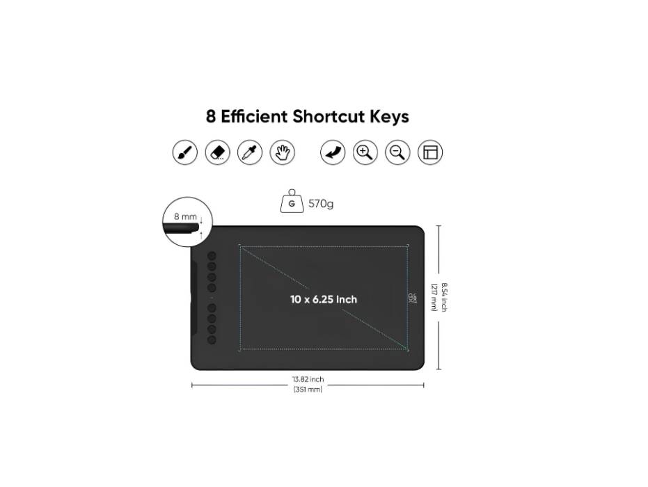 XP-pen Deco 01 V3 Graphics Tablet 10x6.25 Inch Drawing Pen Tablet 8192 Levels Pressure Battery-Free Pen with Tilt Function Android Supported and 8 Shortcut Keys