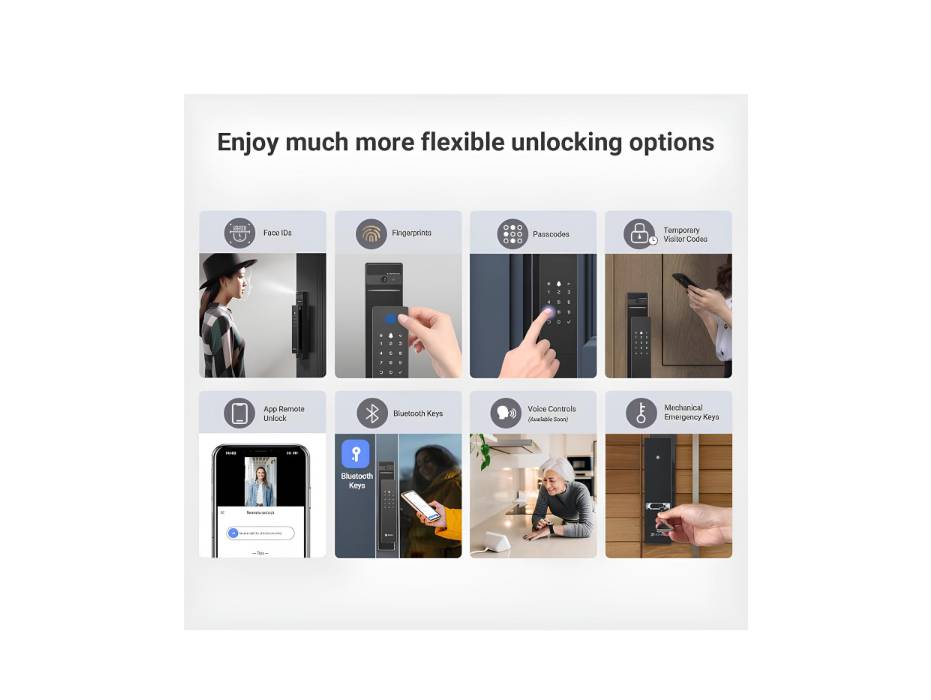 EZVIZ Smart Lock DL50FVS, 7-in-1 Smart Door Lock, 3D Face Recognition Door Lock, Built-in 8GB storage, Night Vision, Active Intercom, App Control