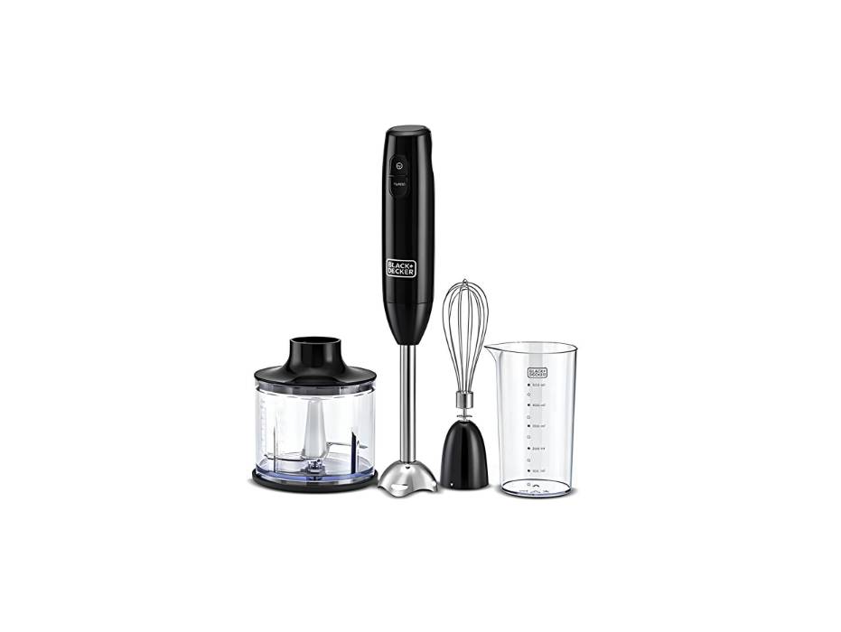 BLACK+DECKER Hand Blender, 600W, 600ml Chopping Bowl, 500ml Beaker, Stainless Steel Blades, Dual Speed, 3-in-1 Functionality, Perfect for Blending, Chopping