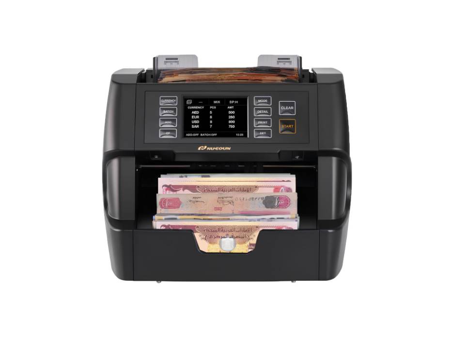 NUCOUN VC-3-AE Mixed Denomination Note Counter, Value Counting Money Counter Machine, CIS/UV/IR/MG/MT Counterfeit Detection, AED/EUR/USD/SAR Enabled, Printer Enabled, Bill Cash Counter