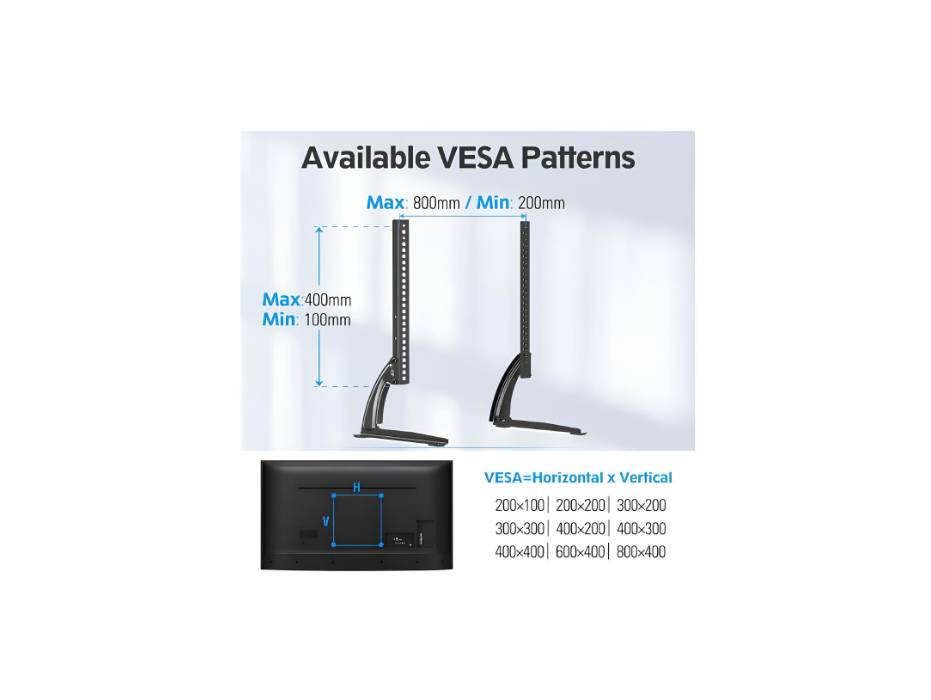 MOUNTUP TV Stand Mount, Universal TV Stand Tabletop for 27 to 55 inch, Holds up to 40kg, Height Adjustable TV Base MU1019-AE