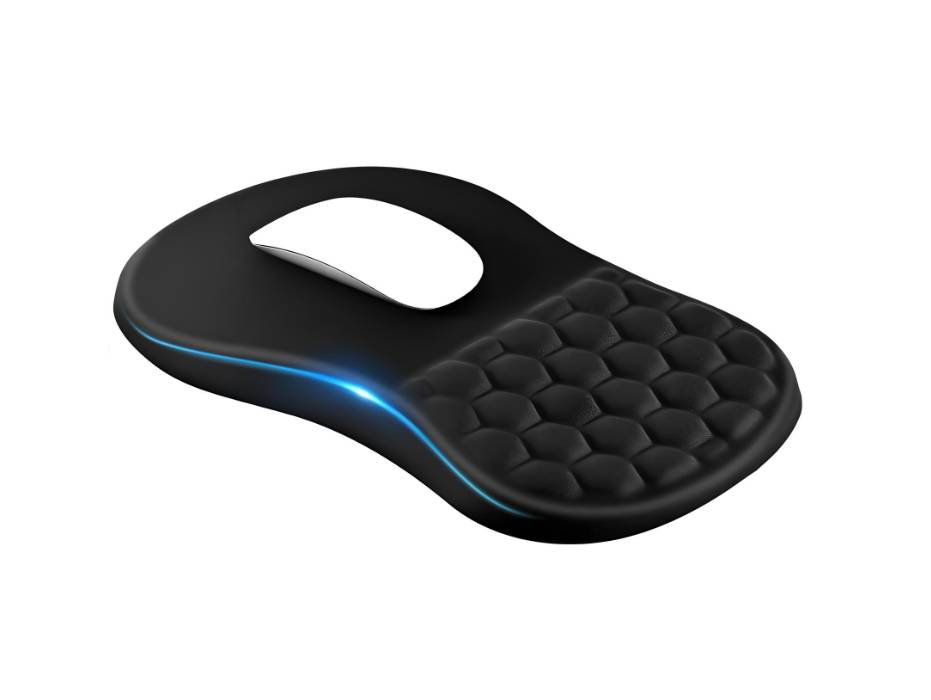 EooCoo Mouse Pad Wrist Support with Memory Foam & Non-Slip Silicone Base, Ergonomic, 12x8 inch, Black