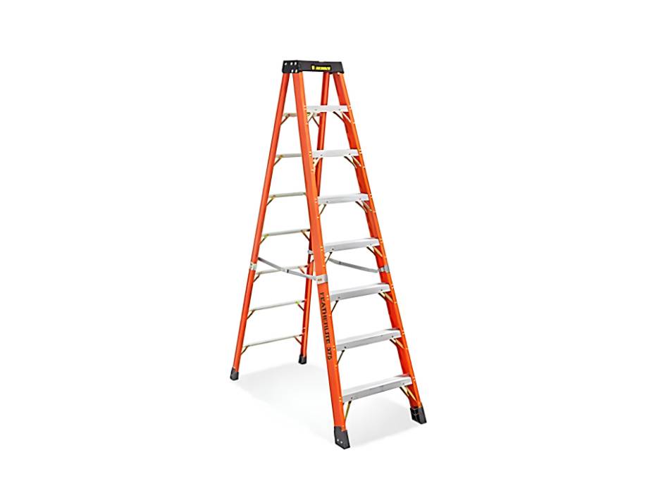 Heavy Duty Fiberglass A-Type 7+1 Steps Both Sides Ladder (FGDSPT8)