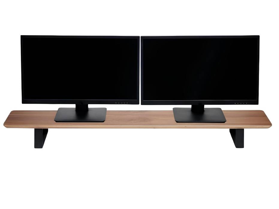 Moodular Wooden Monitor Stand 45.6” (116cm) Large Desk Organizer with Metal Slide Rails, Walnut