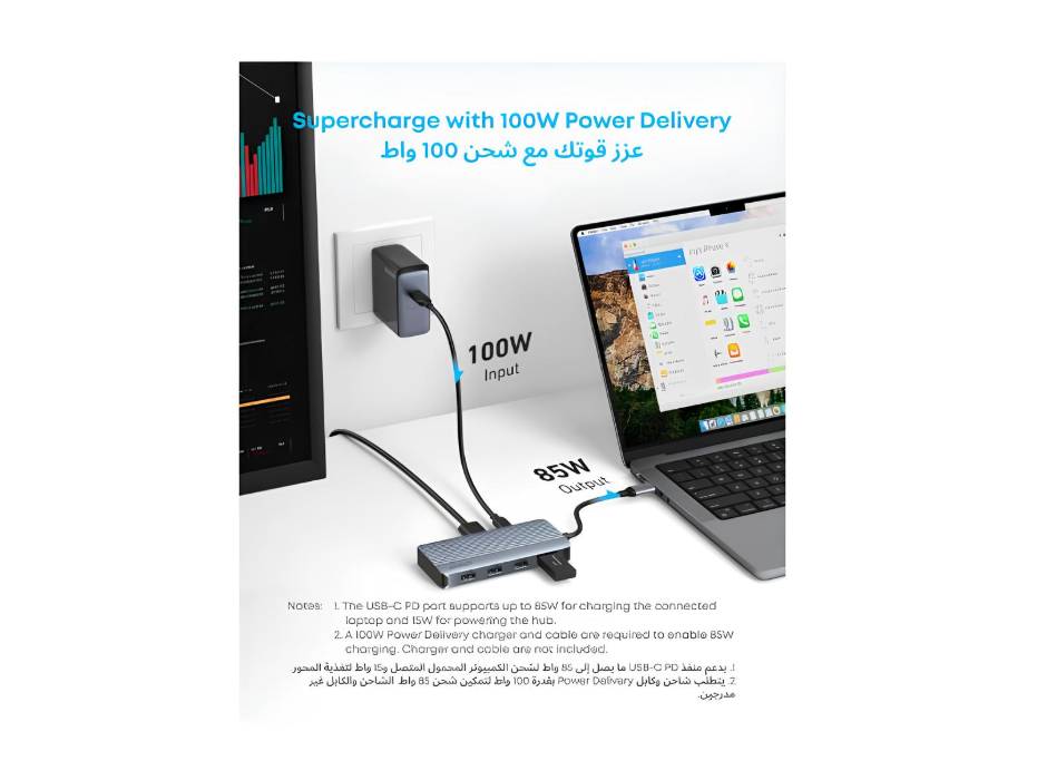 Anker 7-in-1 USB-C Hub, Dual Monitor USB C Docking Station, Dual HDMI Display, 100W Power Delivery, 10Gbps Data Transfers, USB Ports