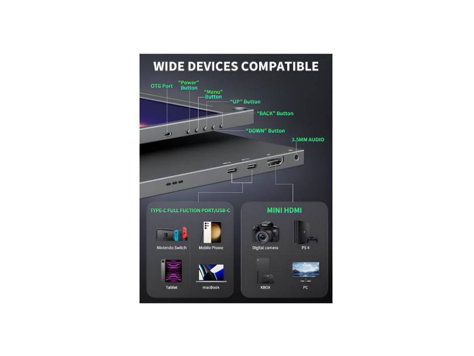 MagicRaven 4K Portable Gaming Monitor, 15.6" Laptop Monitor, Dual USB C HDMI, VESA Gaming Display with Speakers, Travel Monitor for PS4/5 Xbox Switch