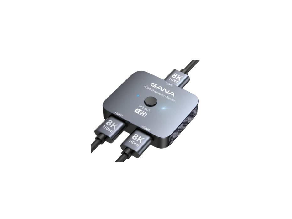 GANA HDMI Splitter, HDMI Switch 8K@60Hz 4K@120Hz HDMI Switcher 2 in 1 Out/1 in 2 Out Aluminum, HDR Dolby Vision Atmos VRR ALLM HDMI2.1 High-Speed 48Gbps for PS5/PS4, Xbox, Apple TV, Blu-ray Player