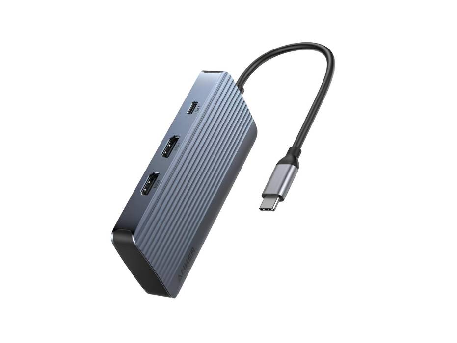 Anker 7-in-1 USB-C Hub, Dual Monitor USB C Docking Station, Dual HDMI Display, 100W Power Delivery, 10Gbps Data Transfers, USB Ports